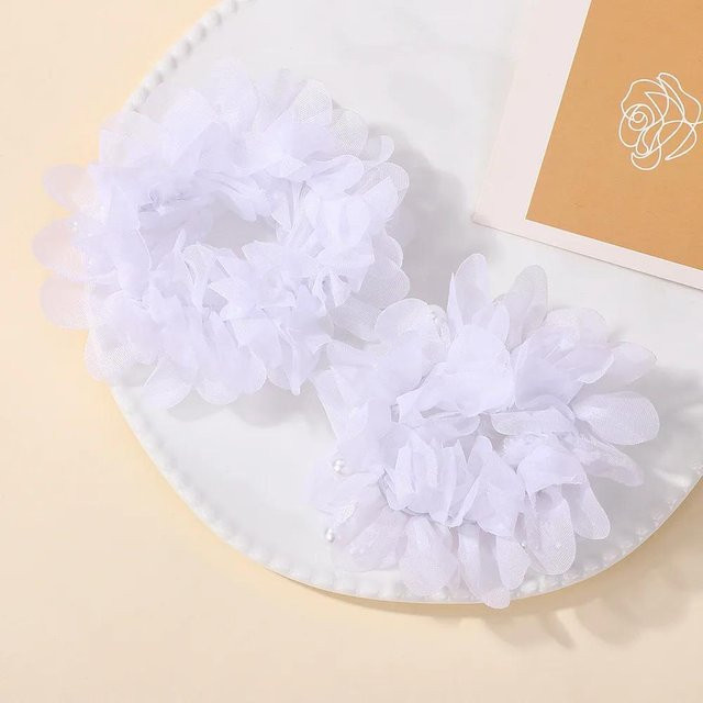 Haarband Set Chiffon, Blumen, Perlen, Kinder, weiß - Bild 1