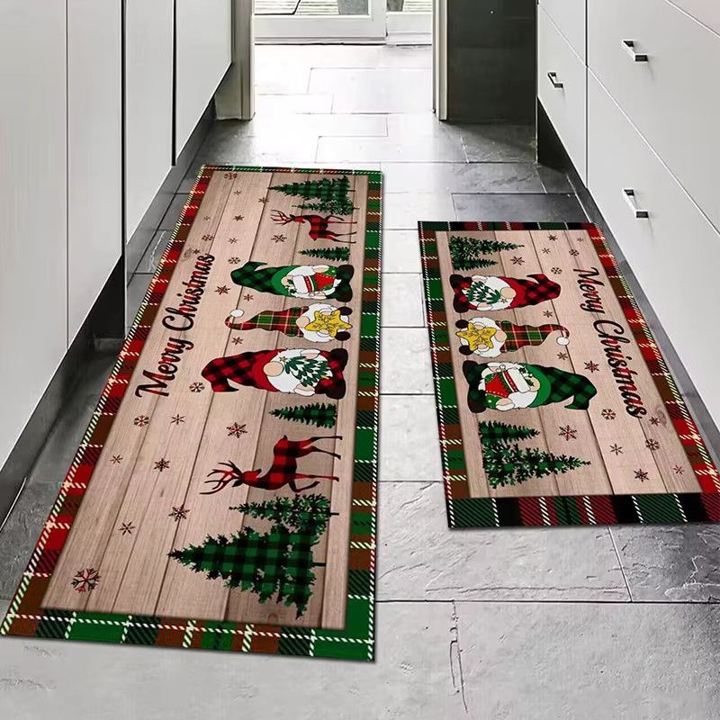 Vikama Druckteppich mit Weihnachtszwerg und Weihnachtsbaum-Muster für Wohnzimmer, Küche oder Schlafzimmer - Bild 3