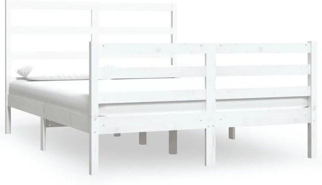 vidaXL Massivholzbett aus Kiefer in Weiß mit rustikaler Optik, B/T/H: 120 x 190 cm - Bild 1