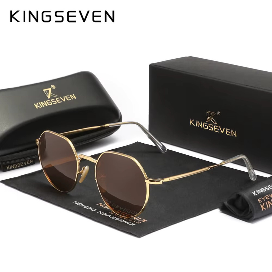 KINGSEVEN Sonnenbrille Square, Metall, Gold, Unisex, polarisiert - Bild 2