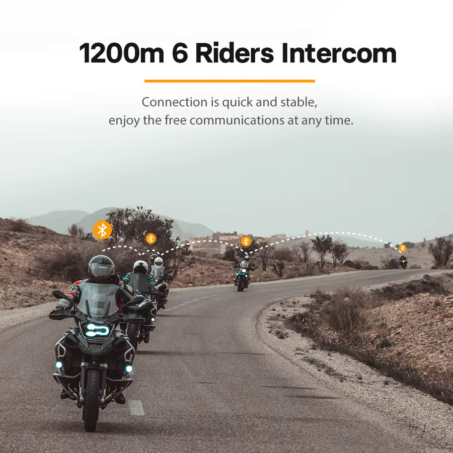 FreedConn Helm-Bluetooth-Headset für Motorradfahrer in Schwarz mit Intercom-Gruppenkommunikation und FM-Radio für bis zu 12 Fahrer - Bild 3