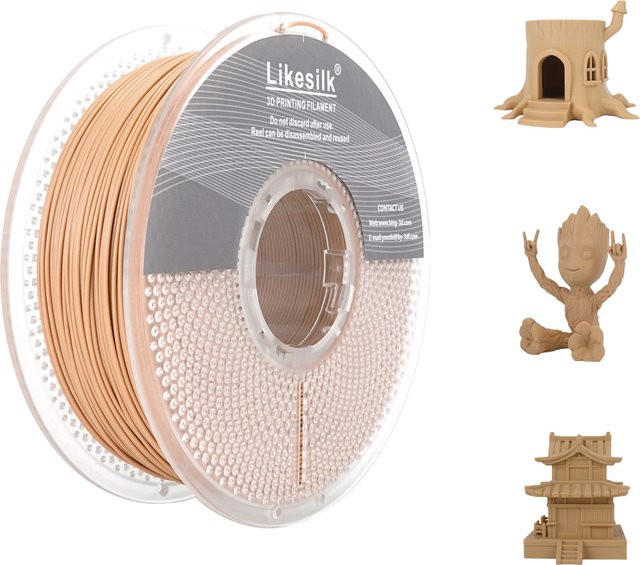 Likesilk PLA F 3D-Druckfilament in Eichenfarbe, Durchmesser 1,75 mm, 1 kg - Bild 1