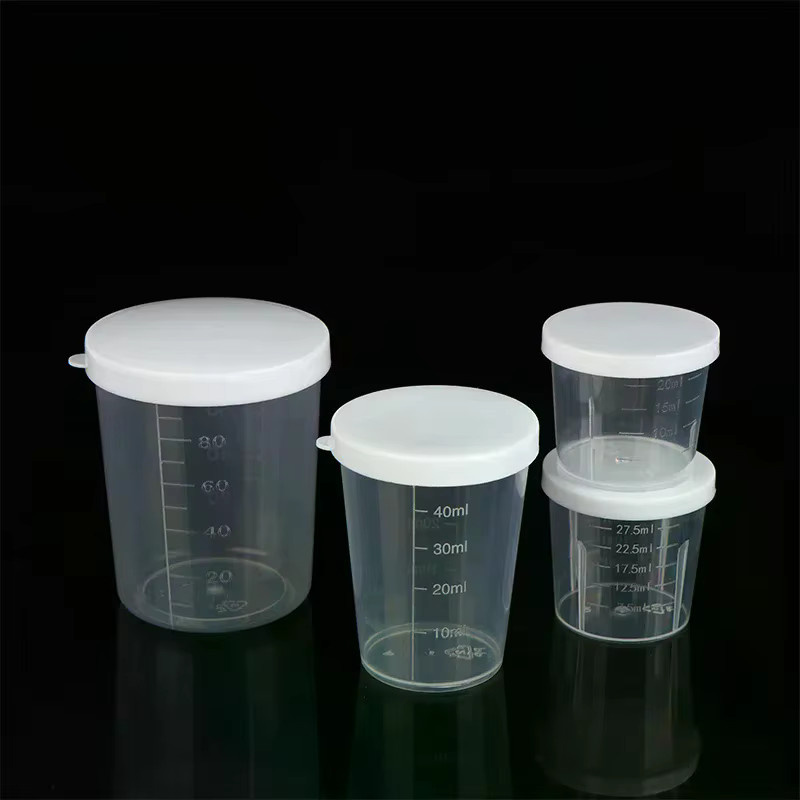 10er Set Kunststoff Messbecher mit Deckel, Klar, 20-100 ml - Bild 2