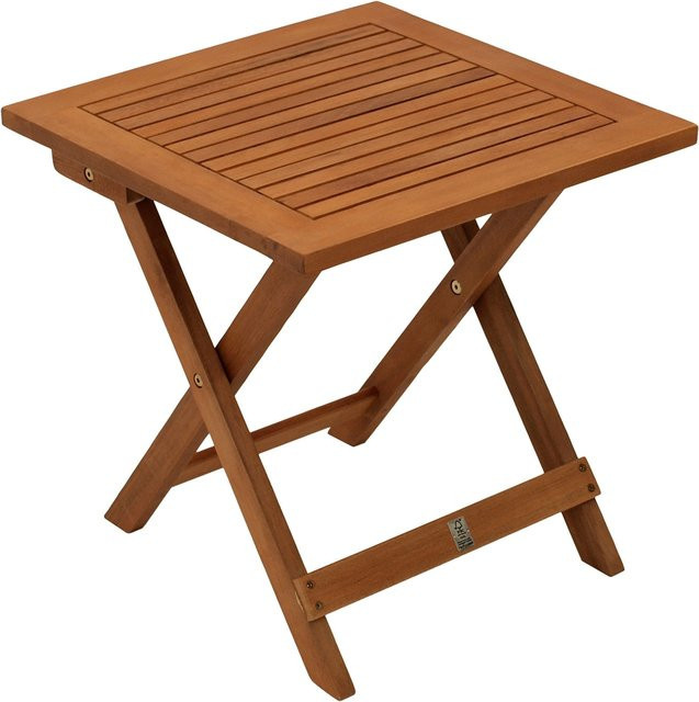 Klappbarer Beistelltisch JAVA von DEGAMO aus geölter Akazie in Braun, B/T/H: 45 x 45 x 45 cm - Bild 1
