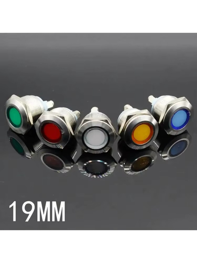 ELECAPITAL Wasserdichte LED Signallampe aus Metall mit 19mm Anschluss für 3V 6V 12V 24V 220V in Rot, Gelb, Blau oder Weiß - Bild 5