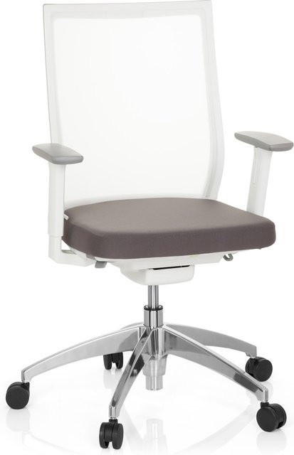 hjh OFFICE Profi Bürostuhl ASPEN WHITE mit Armlehnen aus Stoff und Netzstoff, höhenverstellbar - Bild 1