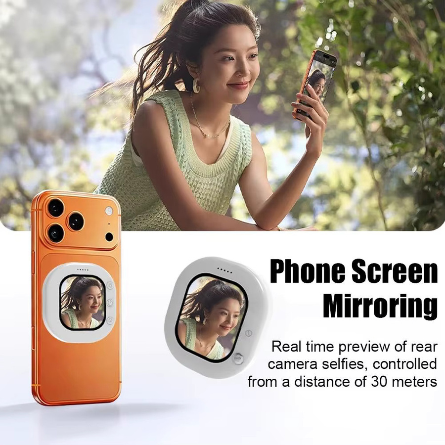 ILEPO Smartphone Selfie Bildschirmmonitor mit LED-Display und Clip-Halterung für die Rückkamera in Weiß - Bild 5