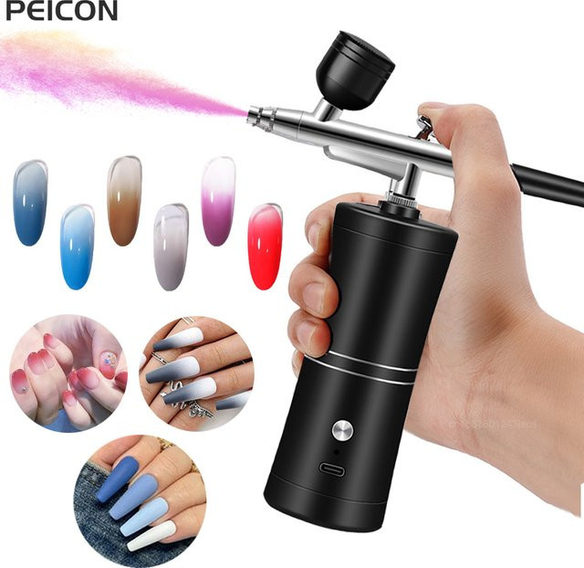Peicon Airbrush-Nagelset mit Kompressor, Black, Unisex - Bild 1