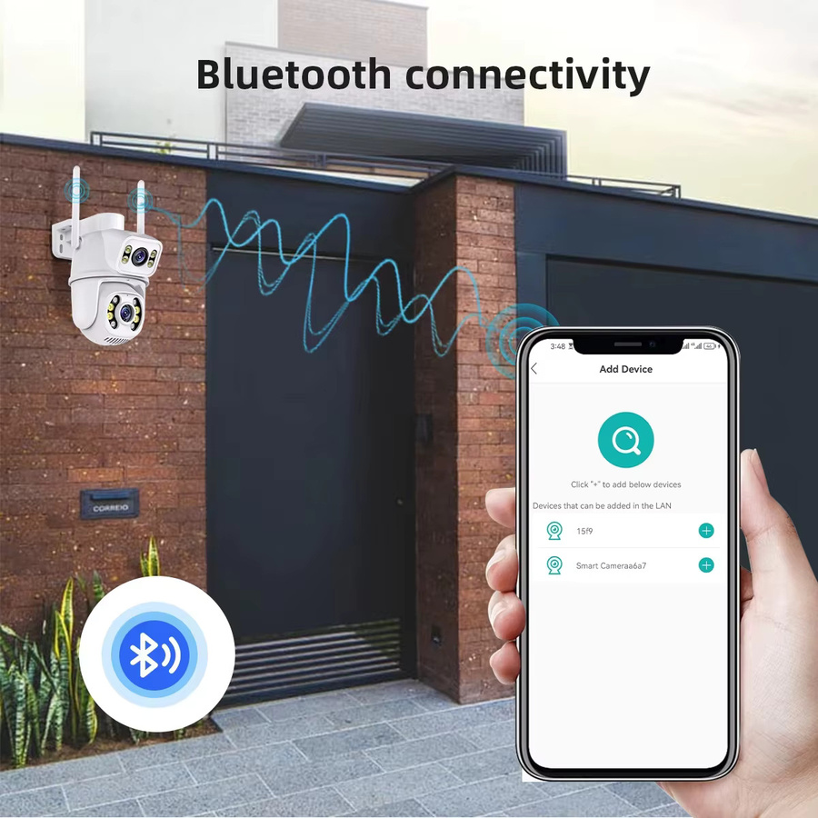 HAMROL 4K 8MP Dual-Objektiv WLAN PTZ-Kamera mit Dual-Bildschirm, IP66 wasserdicht, Nachtsicht, Menschenerkennung und Zwei-Wege-Audio, Farbe: Weiß - Bild 4