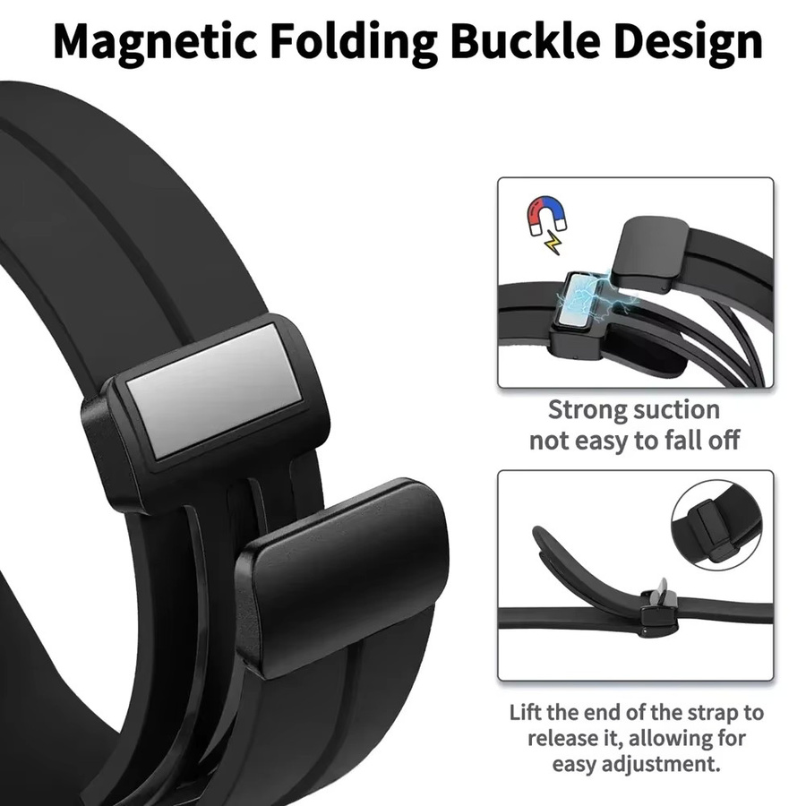 COLMI Uhrenarmband, Magnetische Faltschließe, Silikon, Schwarz, Unisex - Bild 3