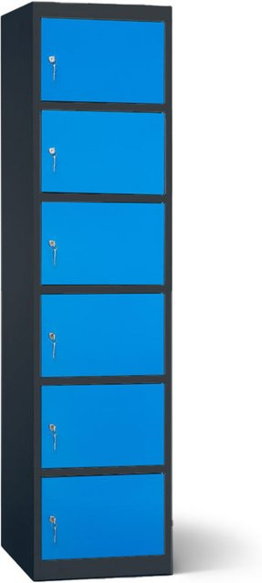 rotstahl Akku-Ladeschrank mit 6 Fächern in Anthrazitgrau und Blau, B/H: 45 x 180 cm - Bild 1