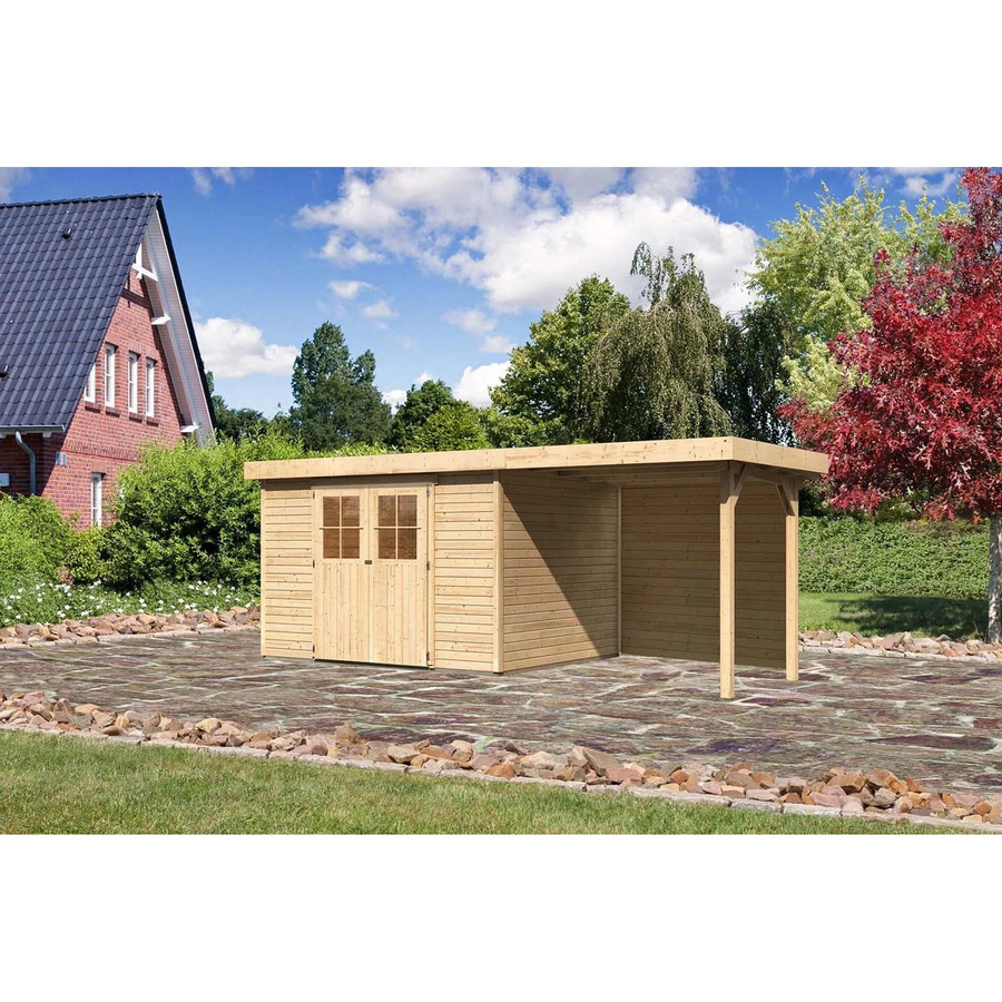Karibu Holz-Gartenhaus Boras Natur mit Flachdach und modernem Design, Farbe: Braun, B: 298 cm, T: 242 cm, H: 211 cm - Bild 2