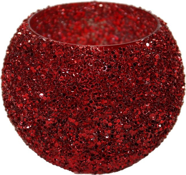 Mega Collections Strass Bowl Vase aus Glas in Rot, Durchmesser: 11 cm, Höhe: 8,5 cm - Bild 1