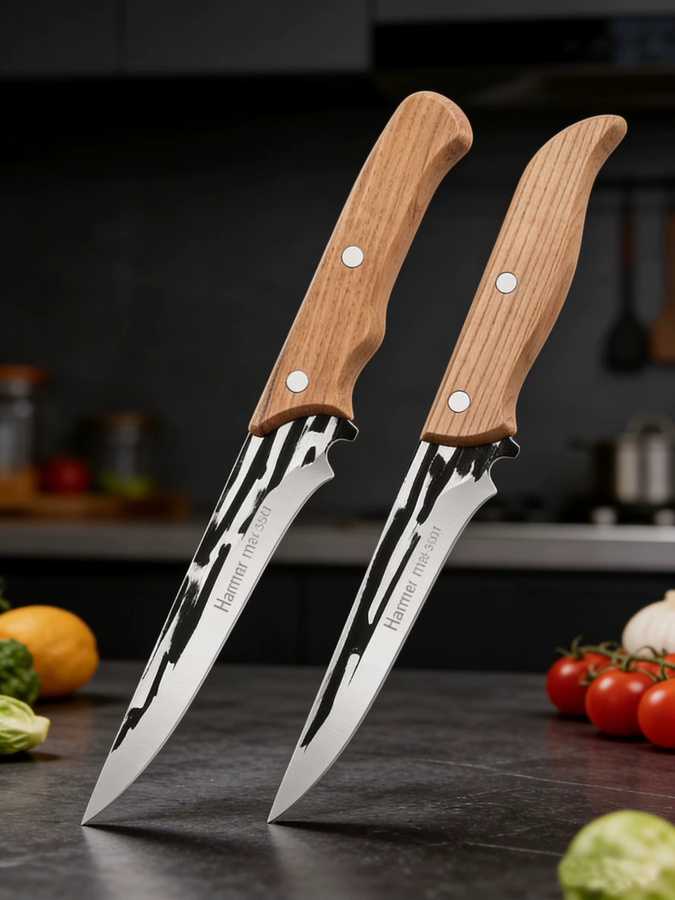 WXCOO Professionelles Ausbeinmesser aus handgeschmiedetem Stahl mit ergonomischem Holzgriff für Fleisch, Obst und Gemüse - Bild 7