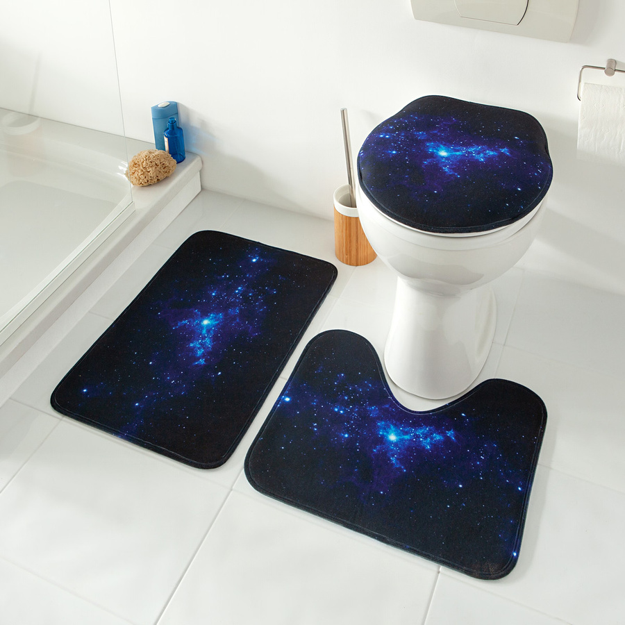 Rutschfester Bad-Vorleger von viva domo in Blau mit modernem Stars-Grafikdesign - Bild 2