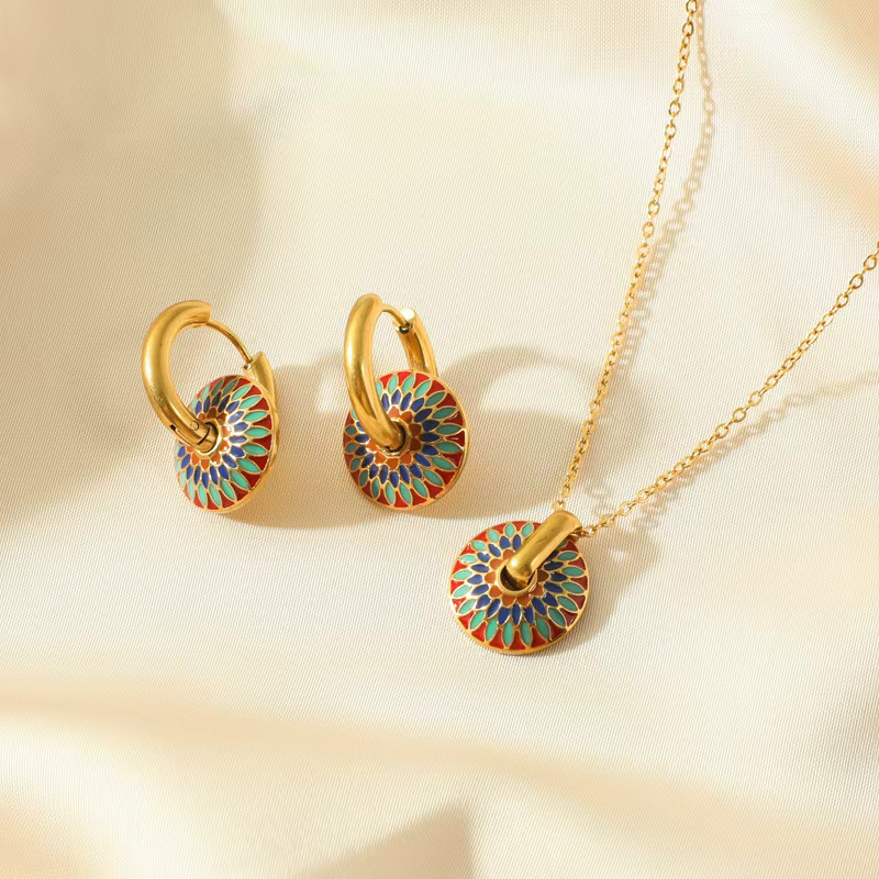 Eilieck Schmuck-Set Halskette und Ohrringe, Edelstahl, Gold, Damen - Bild 2