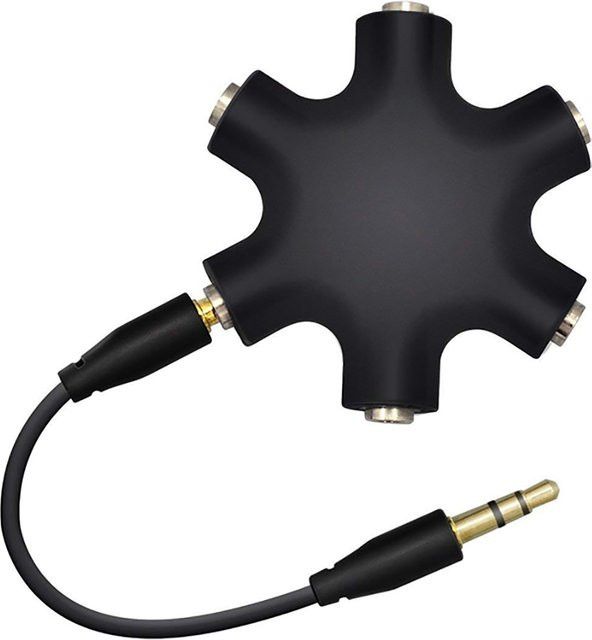 3,5mm Audio Splitter Adapter von 1 Stecker auf 5 Jack Buchsen für Kopfhörer und Datenkabel, kompatibel mit Samsung und Xiaomi - Bild 1