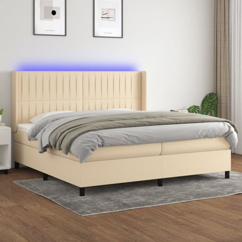 vidaxl Boxspringbett mit Matratze in Beige aus Stoff, B/T: 200 x 200 cm - Bild 1