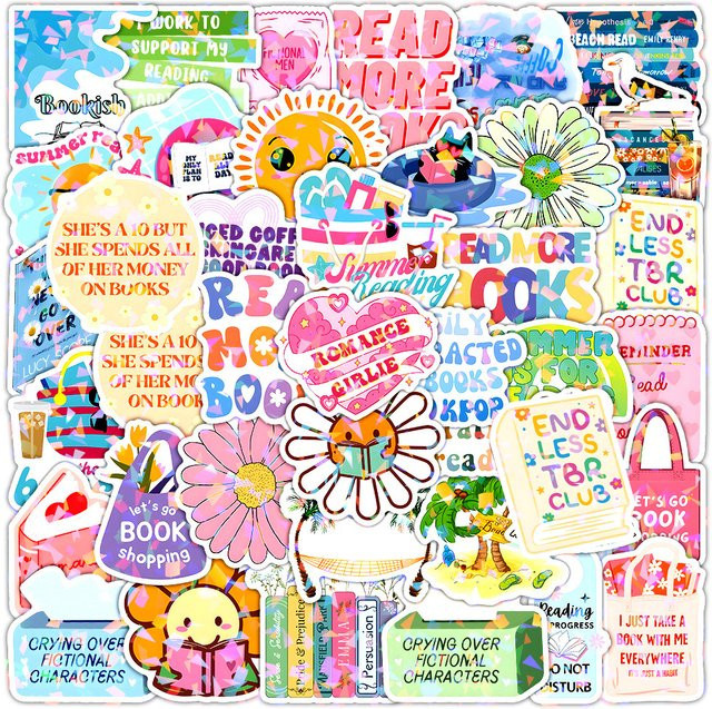 Rspctou Sommer Lesen Bookish Cartoon Aufkleber, 10-teiliges Set - Bild 1