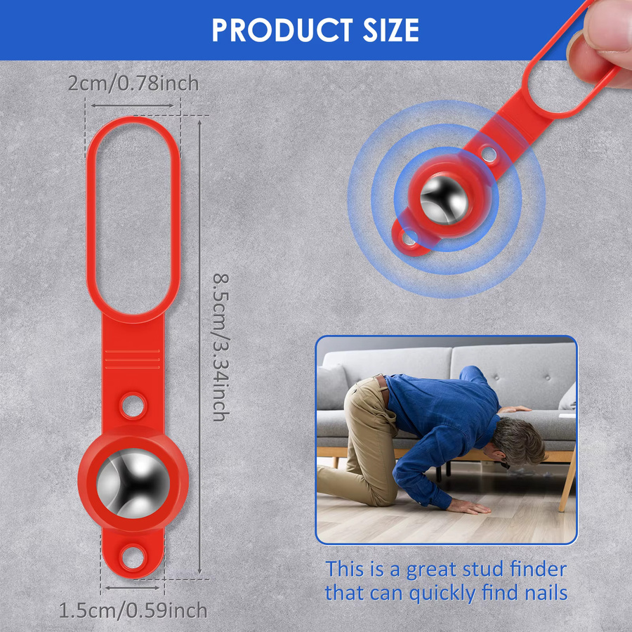 Magnetischer Bolzensucher in Rot mit 12 kg Magnetkraft für die Wandsuche - Bild 2