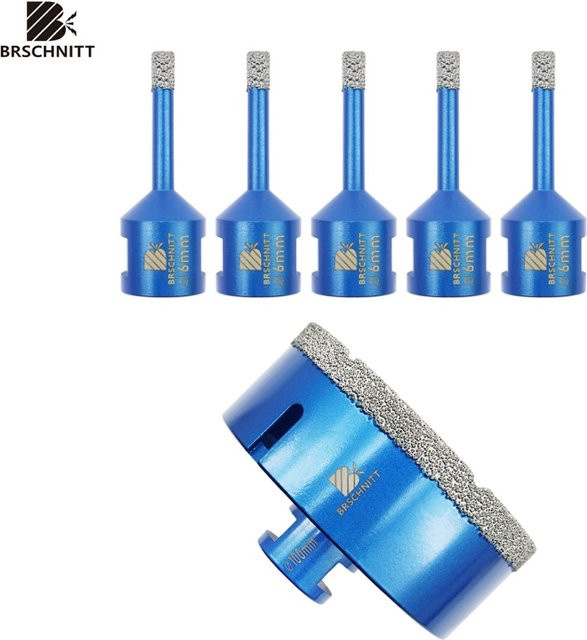 BRSCHNITT Diamant-Lochsägen Set 6 Stück in Blau für Granit, Marmor und Stein - Bild 1