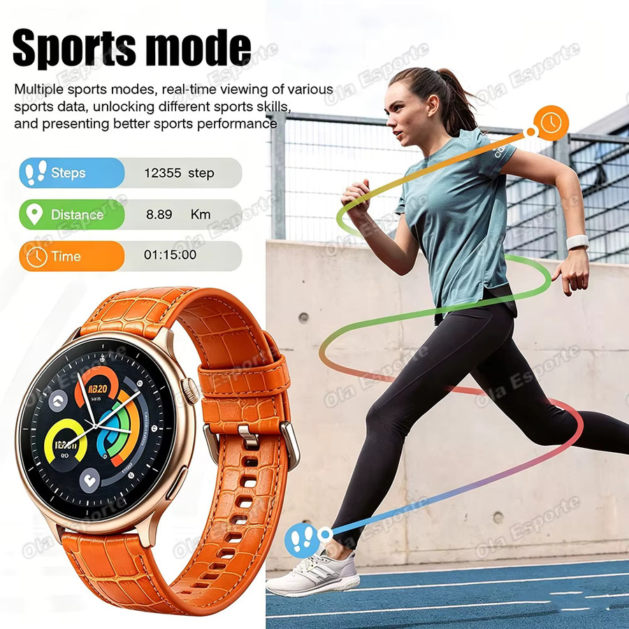 Ola Esporte Smartwatch, GPS, Gold, Herren, AMOLED-Bildschirm, IP68 Wasserdicht - Bild 3