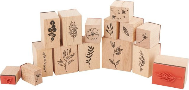 Heyda Stempel-Set Blätter in Beige aus Holz und Kunststoff - Bild 1