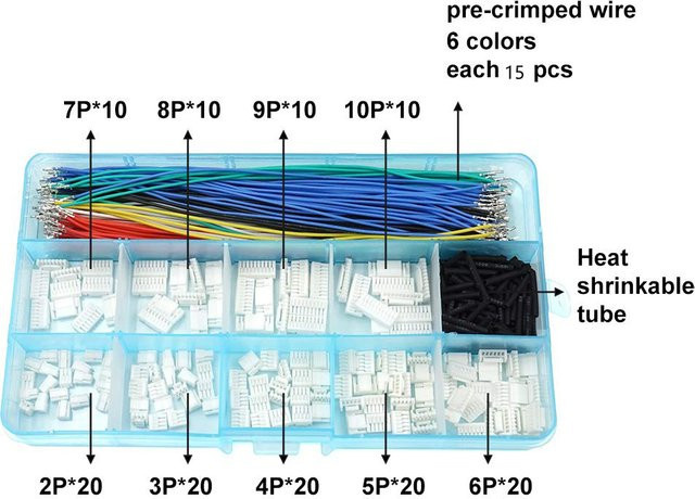 AOKIN XH-Steckverbinder-Set mit vorvercrimpten Kabeln und JST-Adapter Stecker und Buchse, kompatibel mit 2/3/4/5/6/7 Pin Gehäusen, Multicolor - Bild 1