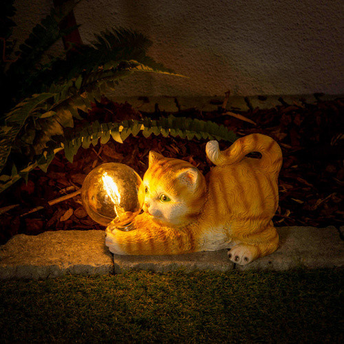 Näve LED-Solarleuchte Katze in Braun, Höhe: 25 cm - Bild 2