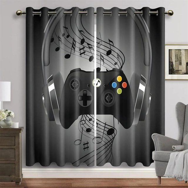 Yiran Furniture Gamer Gamepad Controller Vorhänge im 2er-Set, Mehrfarbig, Polyester, B: 50 cm, H: 60 cm - Bild 1