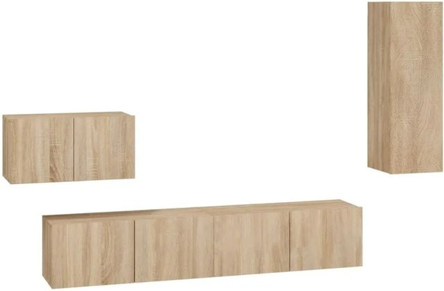 vidaXL 4-teiliges TV-Schrank-Set Sonoma-Eiche aus Holzwerkstoff für dein Wohnzimmer, B/T/H: 2 x 80 x 30 x 30 cm, 1 x 60 x 30 x 30 cm, 1 x 30,5 x 30 x 90 cm - Bild 1
