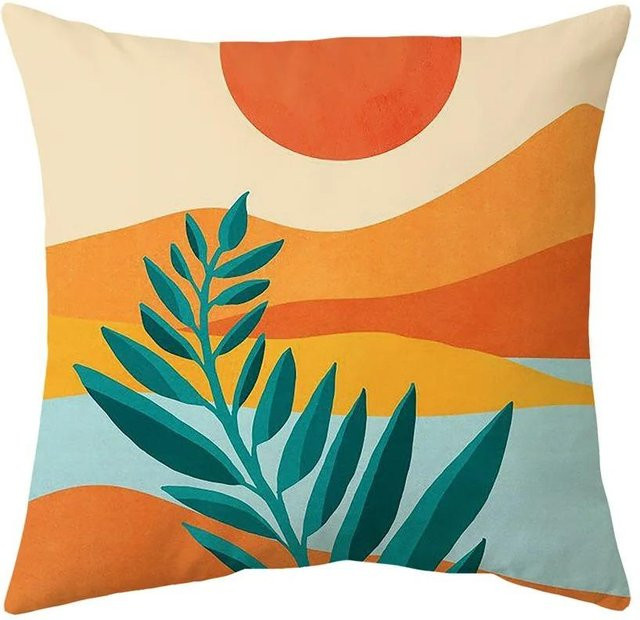 JMG Clothing Zierkissenbezug mit Sonne, Palme und Blumenmuster in Orange, B/H: 50 x 50 cm - Bild 1