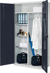 Kappes ErgoPlus Akten- und Kleiderschrank aus Stahlblech mit Vollblechtüren in Grau, Höhe: 195 cm, Breite: 100 cm, Tiefe: 50 cm - Bild 1