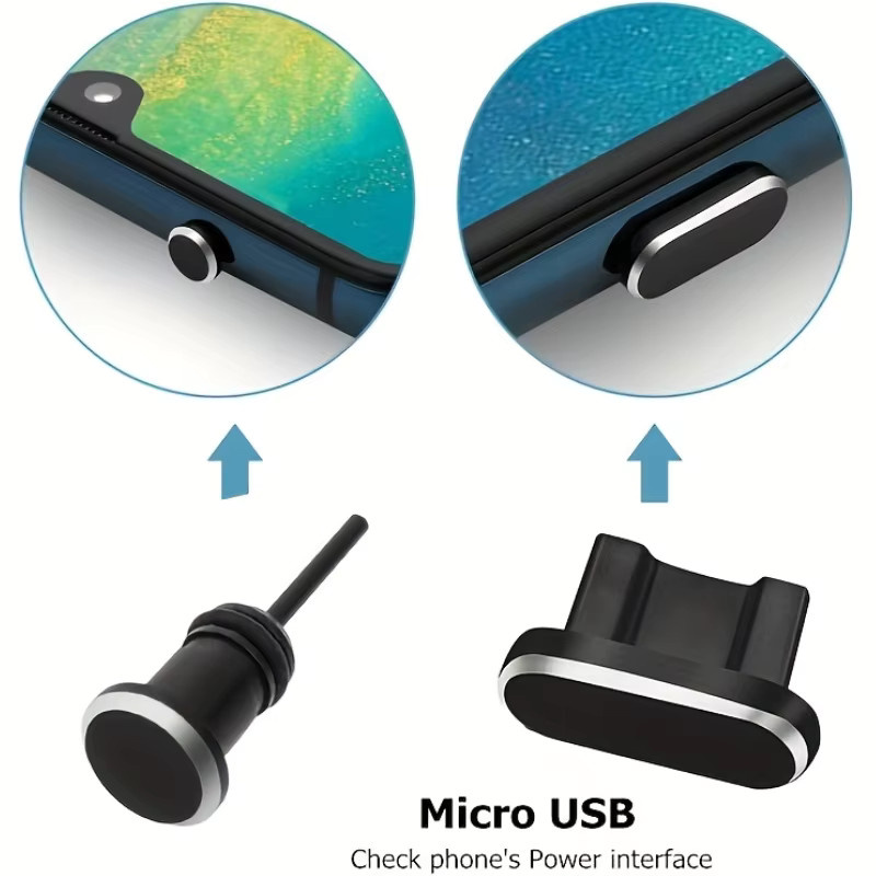 Abay Anti-Staub-Schutzstecker für iPhone, USB-C, Micro-USB und 3,5mm Klinke in Bunt und Schwarz - Bild 3