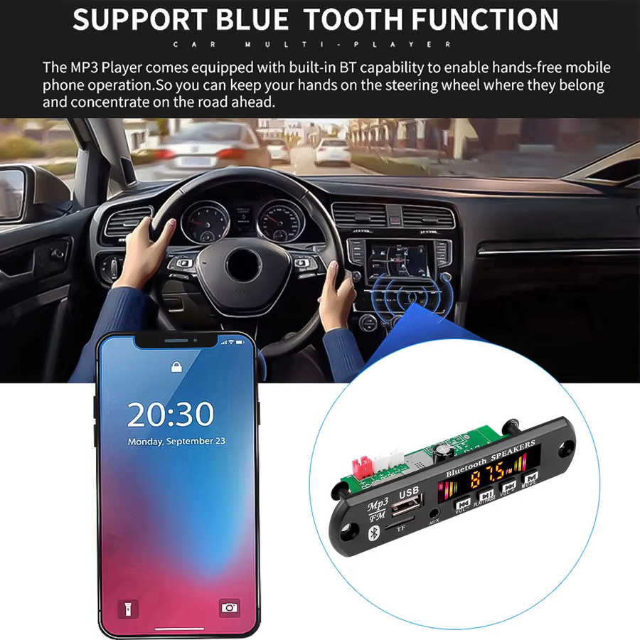 Kebidumei Bluetooth 5.0 MP3 Decoder Board mit 50W Verstärker und FM Radio, DC 12V 18V Audio Modul in Schwarz - Bild 3