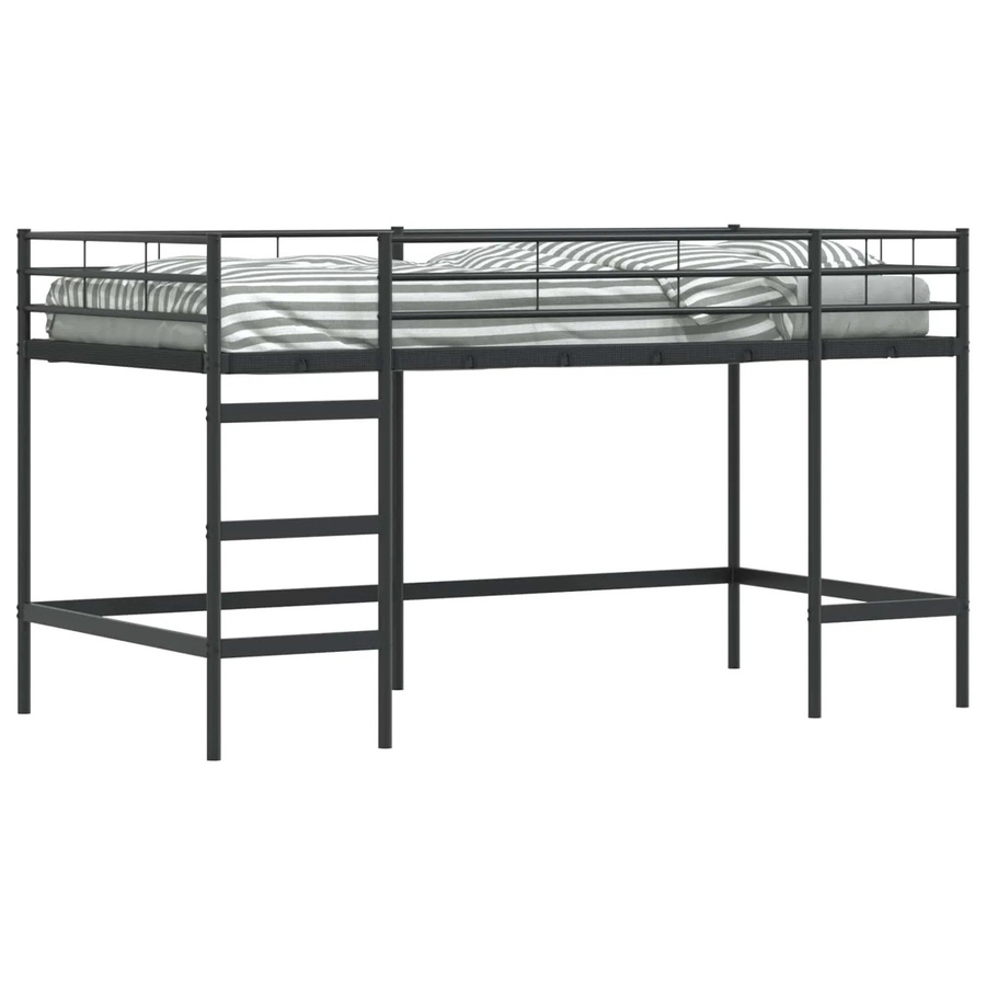 vidaXL Kinderloftbett aus Metall in Schwarz, modern und matt, B/T/H: 80 x 200 x 205 cm - Bild 2
