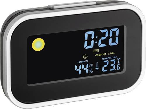 TFA Dostmann Quarz Wecker Schwarz Silber mit Alarmfunktion - Bild 1