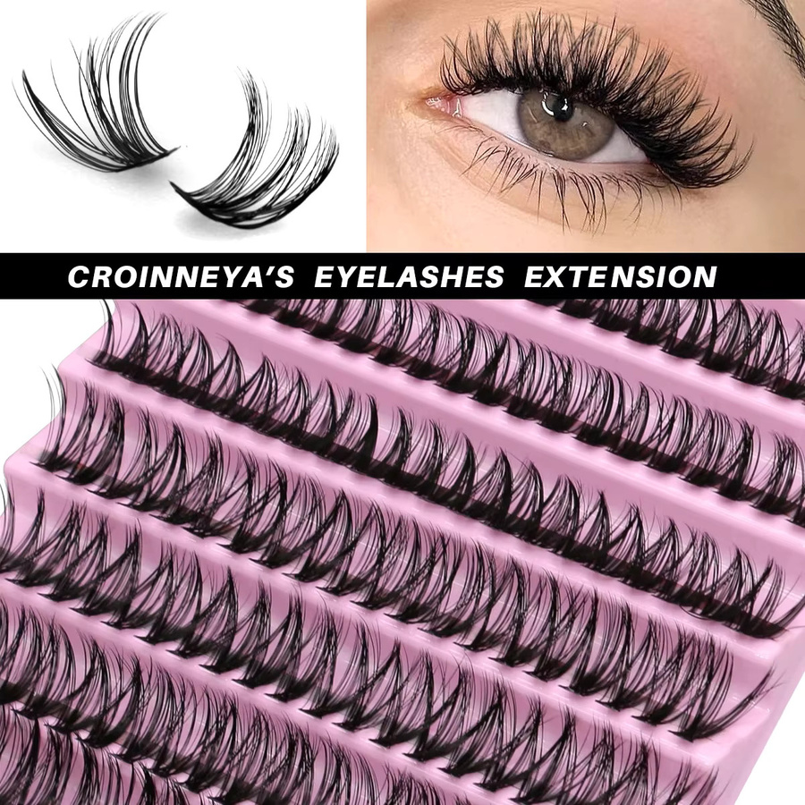 Veltrinay Lashes Cluster DIY Wimpernverlängerungsset, D Curl, Natürlich - Bild 2