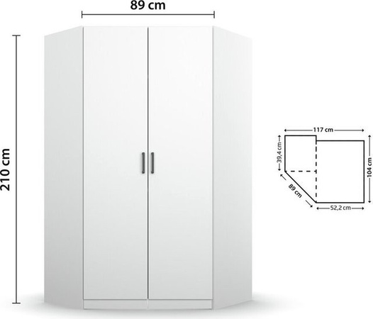 rauch Allrounder Eckschrank 2-türig in Weiß, Breite: 117 cm, Tiefe: 104 cm, Höhe: 210 cm