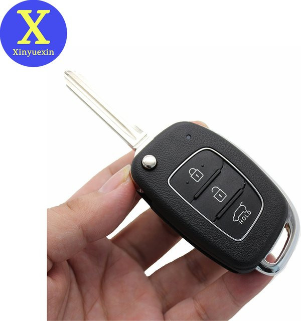 Xinyuexin Schlüsselhülle für Hyundai Solaris Tuscon Creta Elantra I20 IX25 IX35 IX45, Flip Fernbedienung Auto Schlüssel Case, Schwarz - Bild 1