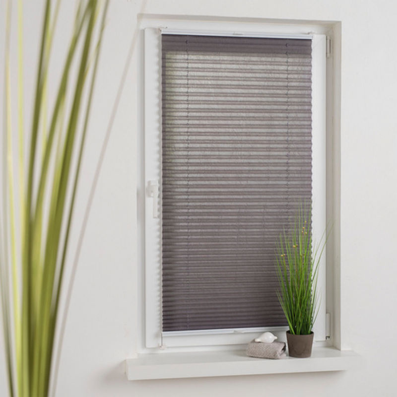 LIEDECO Klemmfix Plissee aus Polyester, grau, semi-transparent, Breite: 150 cm, Höhe: 45 cm - Bild 4