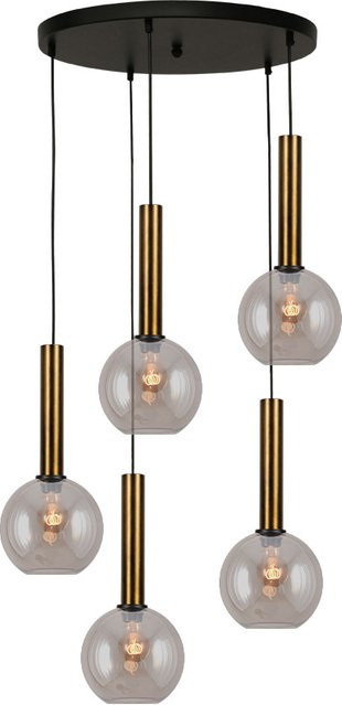 Masterlight Bella 2 Pendelleuchte 5-flammig rund in Gold und Messing antik mit Glas in Gold Fumé - Bild 1