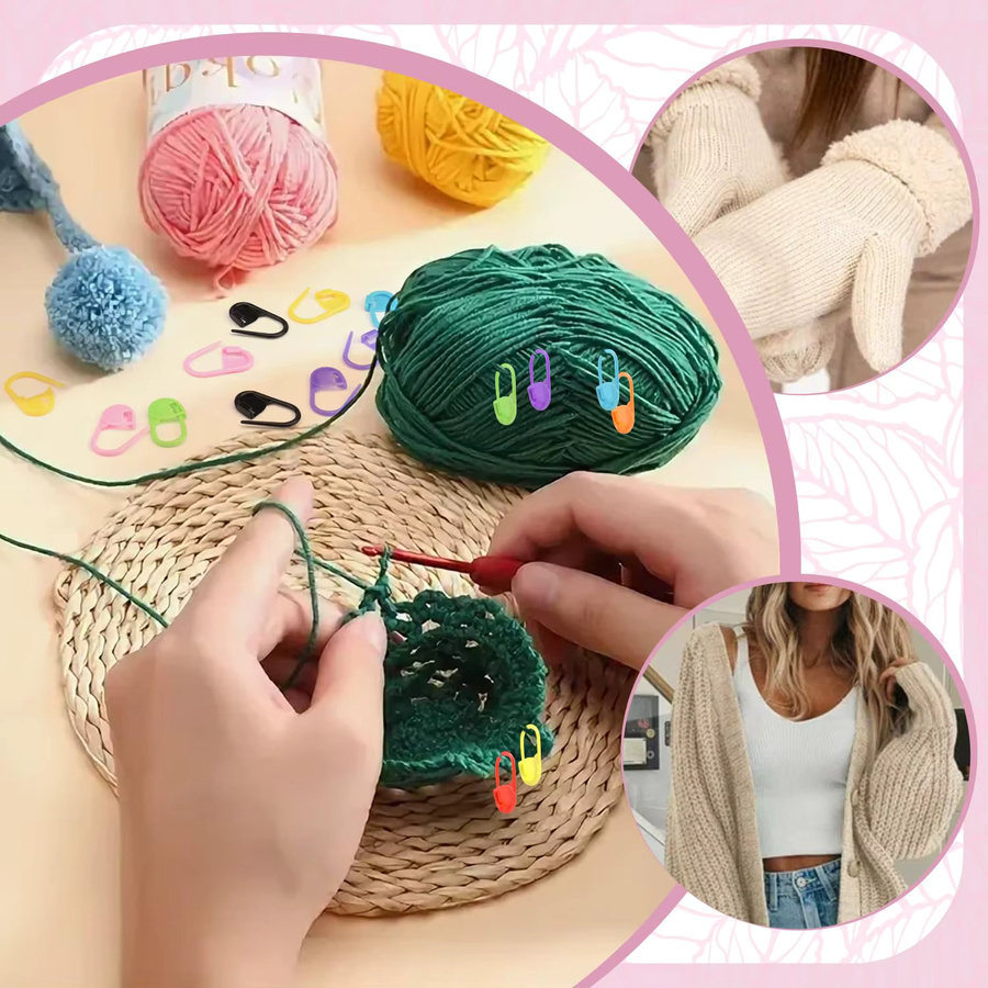 NOTIONSLAND 50 Stück Stitch Marker aus Kunststoff und Harz in Mix Farben mit Aufbewahrungsbox für Häkeln und Strickwerkzeuge - Bild 4