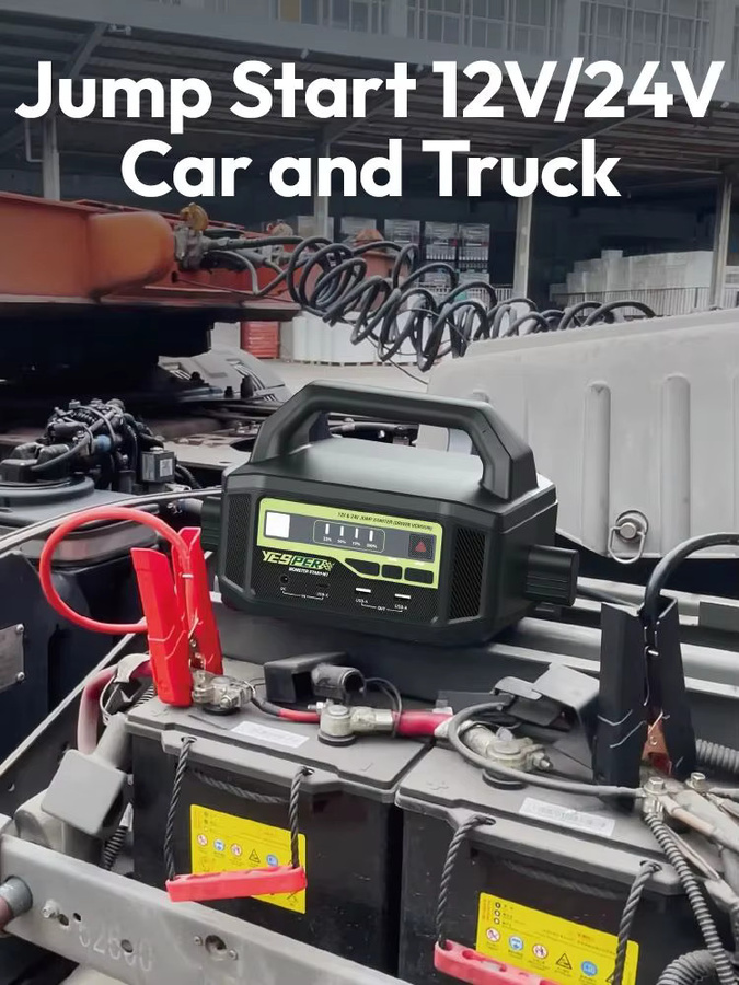 YESPER Starthilfegerät 12V/24V mit 6000A und 36400mAh Powerstation, Schwarz, für Benzin- und Dieselmotoren von Autos bis Booten, inklusive 3-Modus-LED - Bild 7
