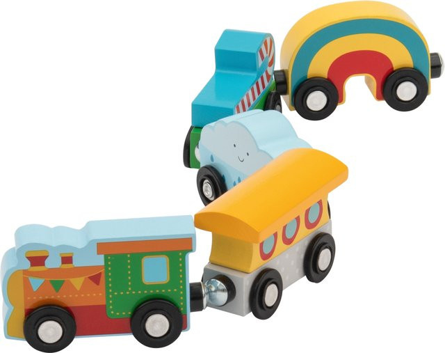 LUPILU Lastzug Feuerwehrzug Kinderzug Güterzug 5-teiliges Set ab 2 Jahren - Bild 1