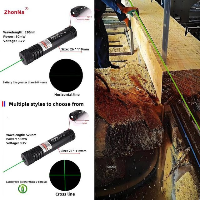 ZhonNa Laser-Werkzeug zur Linienmarkierung und zum Schneiden von Marmor und Holz in Schwarz-Grün mit Lithium-Akku und Typ-C-Ladung - Bild 1