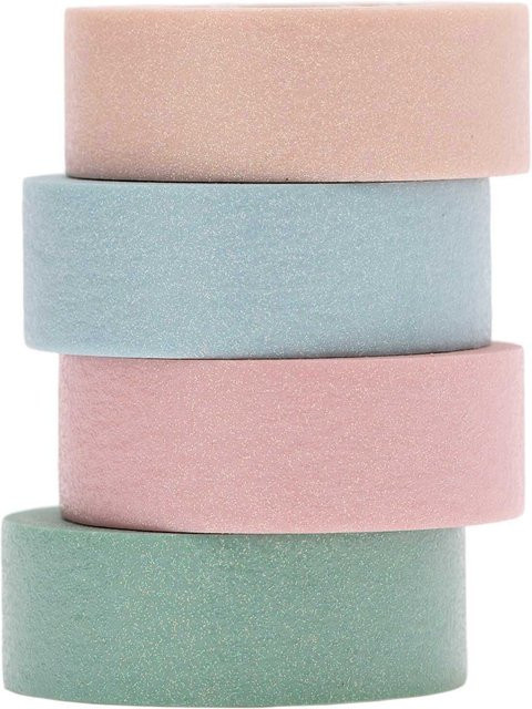 Rico Design Paper Poetry Washi Tape Set mit Glitter in Pastellfarben, 4 Stück, Breite: 1,5 cm, Länge: 5 m pro Rolle - Bild 1