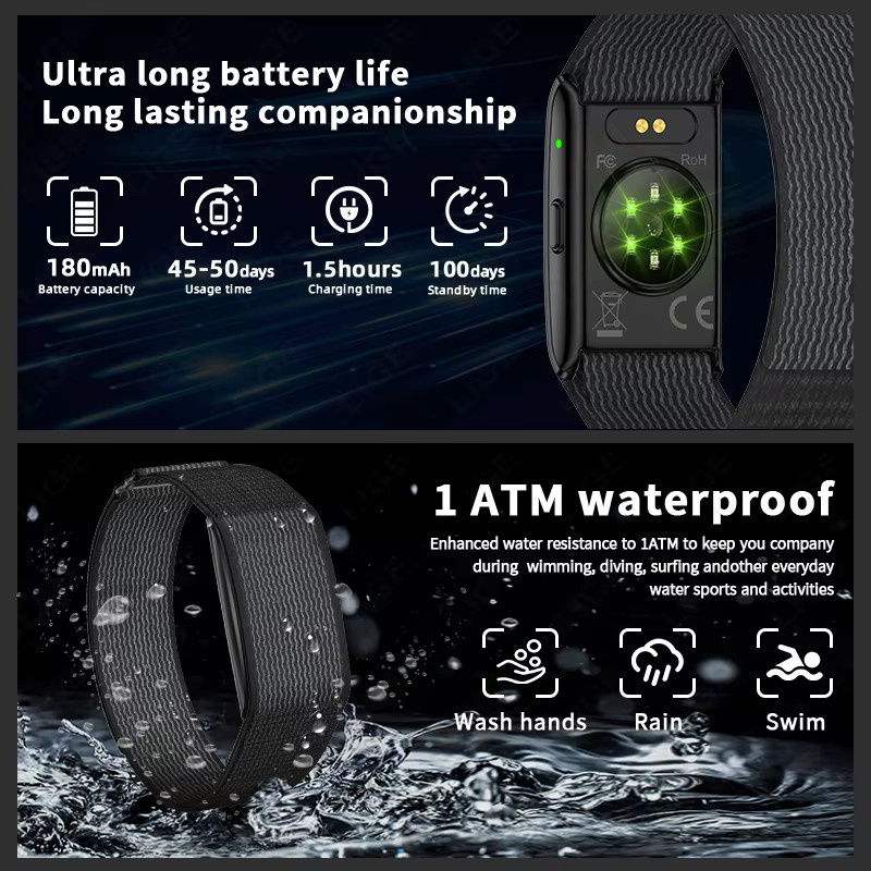 LIGE Smartwatch 2026 Fitness-Tracker in Schwarz mit Herzfrequenz-, Blutdruck-, HRV- und Schlafüberwachung für Herren und Damen - Bild 5