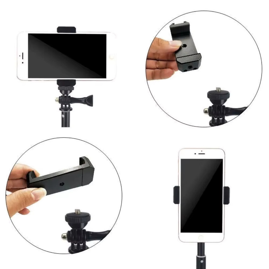 EXSKOF Smartphone Halterung aus Aluminiumlegierung in Schwarz mit 1/4 Zoll Gewinde für Stativ und Tripod - Bild 4