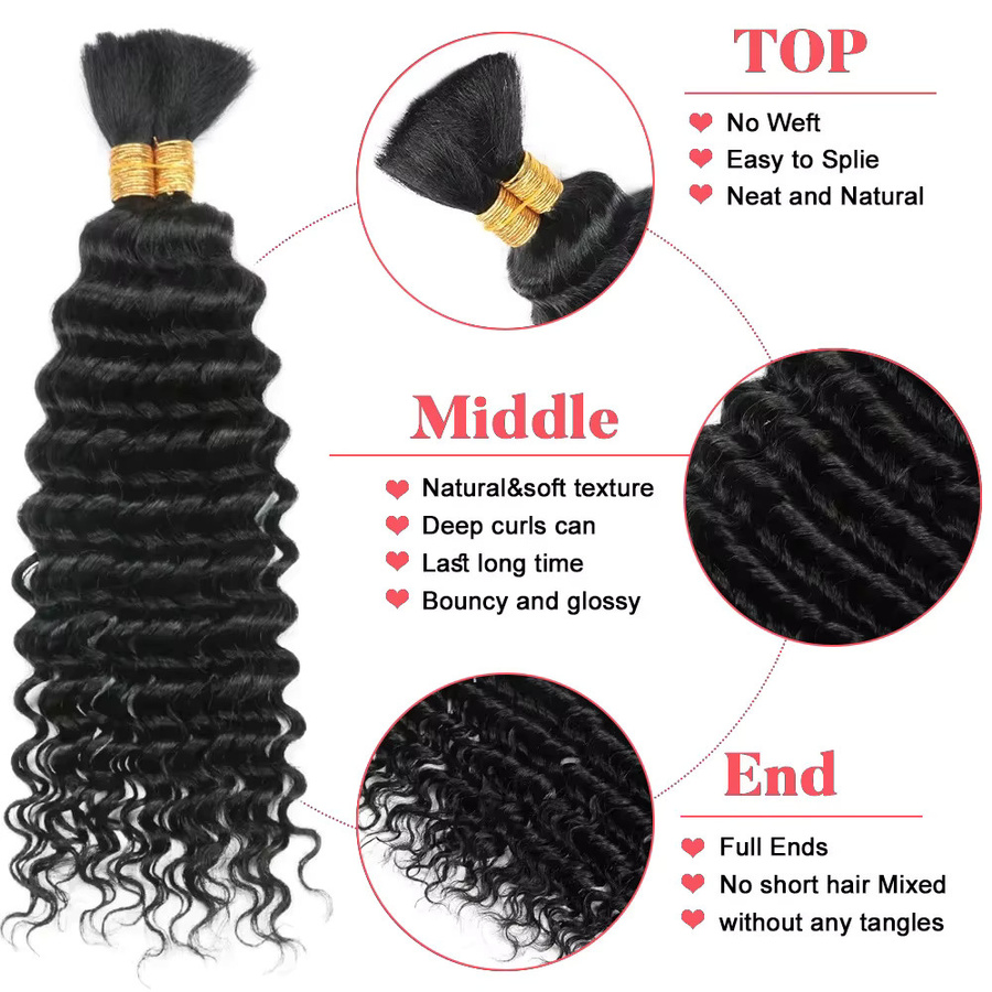 HALOQUEEN HAIR Boho Braids Deep Wave Echthaar, 100g, Unisex - Bild 2